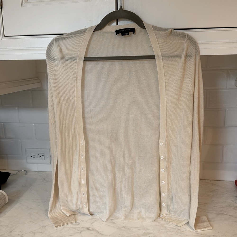 Christopher Fischer silk/cashmere cardigan size M  sheer cream.